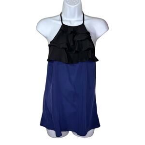 Modern Amusement Silk Ruffle Backless Halter Top Small NWOT